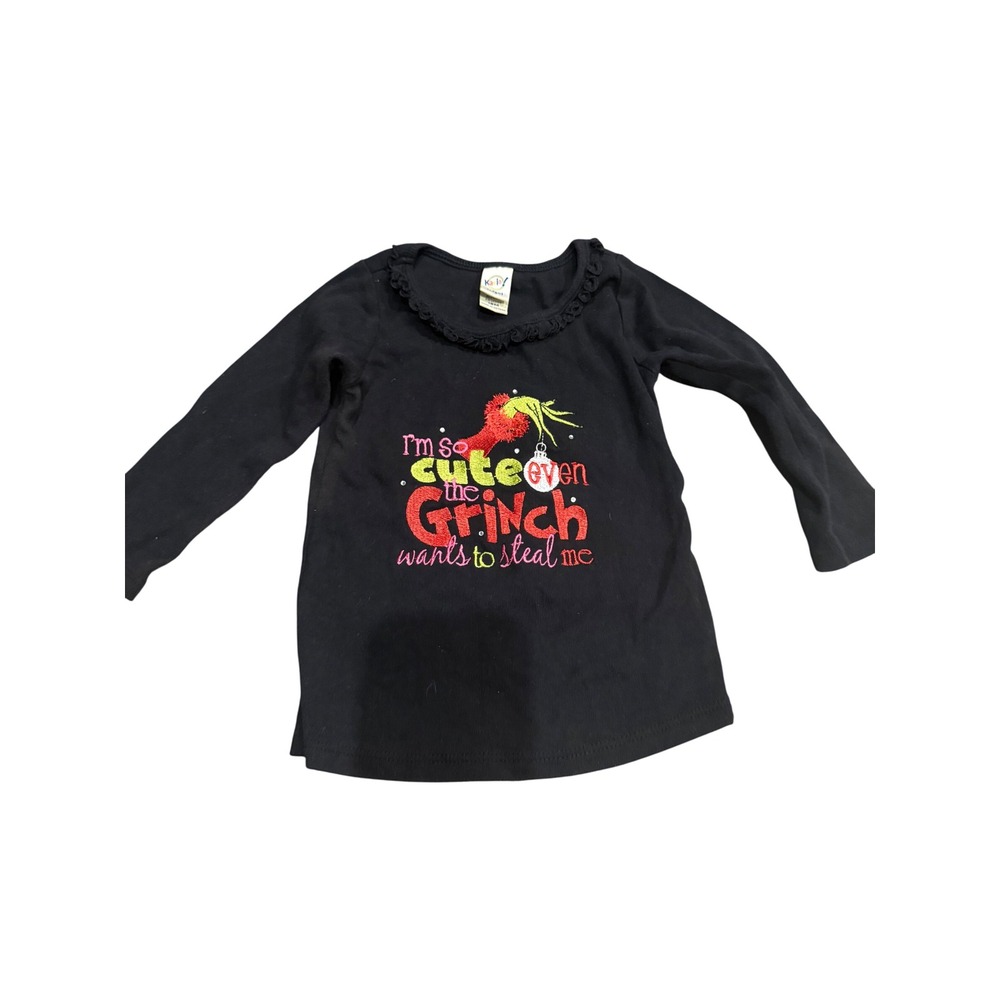 Kids Black Grinch I'm So Cute Even the Grinch Wants to Steal Me Long Sleeve  18M